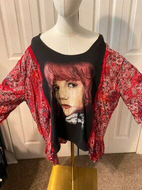 Florence + The Machine Upcycled Graphic Cut Neck T-Shirt with Flowy Sleeves OSFM